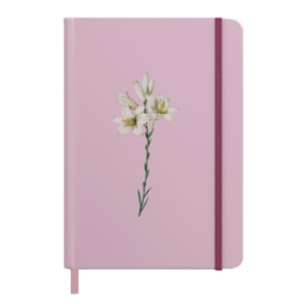 Caderno Moleskine | Com Pauta | Capa Lírios Rosa