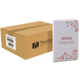 Caixa com 32 Bíblias | Bíblia Capa Dura NAA Flores Creme