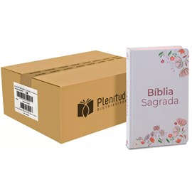 Caixa com 32 Bíblias | Bíblia Capa Dura NAA Flores Creme