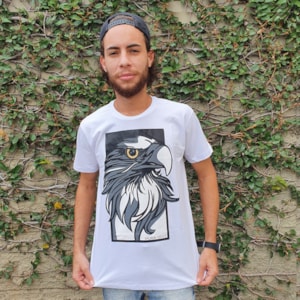 Camiseta Águia Retrato | Branca | Pecado Zero