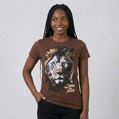 Segunda imagem do produto Camiseta Feminina Marrom | Leão de Judá | P