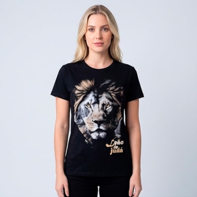 Camiseta Feminina Preta | Leão de Judá | P