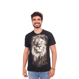 Camiseta Leão Yeshua Lateral | Preta | Pecado Zero | EXG