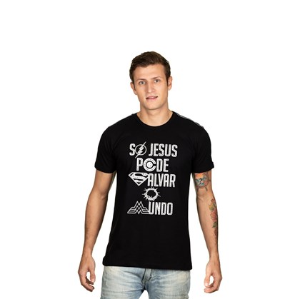 Camiseta Só Jesus Pode Salvar o Mundo | Preta | Pecado Zero