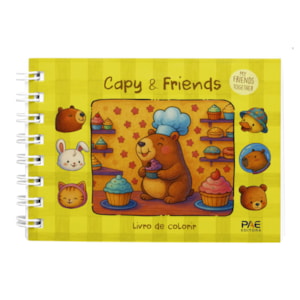 Capy e Friends | Livro de Colorir | Capa Amarela
