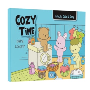Coleção Cute and Cozy | Cozy Time | Para Colorir | Capa Azul
