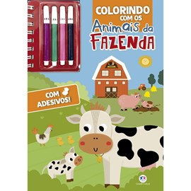 Colorindo Com os Animais da Fazenda | Com Adesivos & 4 Canetas Coloridas