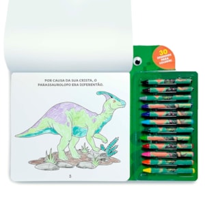 Segunda imagem do produto Colorindo |  Dinossauros | 12 Gizes de Cera