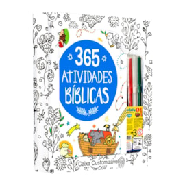 Conjunto 365 Atividades Bíblicas | Caixa Customizável | Com Canetinha Hidrográfica | 3 Anos