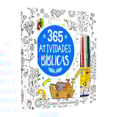 Conjunto 365 Atividades Bíblicas | Caixa Customizável | Com Canetinha Hidrográfica | 3 Anos