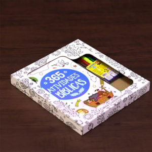 Segunda imagem do produto Conjunto 365 Atividades Bíblicas | Caixa Customizável | Com Canetinha Hidrográfica | 3 Anos