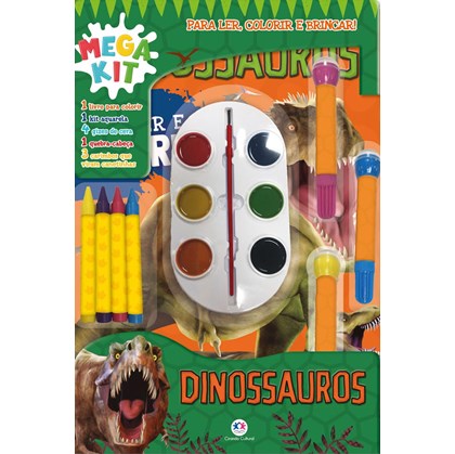 Kit Livro Infantil Aprender E Divertir Dinossauros - 4 Livros De Colorir +  Máscara + Jogo Da Memória