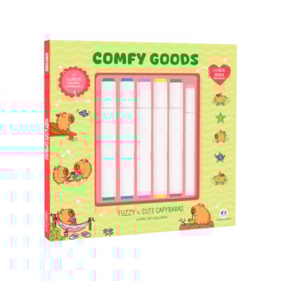 Fuzzy e Cute Capybaras | Livro de Colorir Com 6 Marcadores