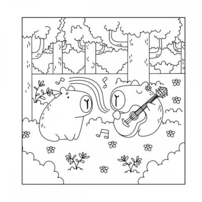 Segunda imagem do produto Fuzzy e Cute Capybaras | Livro de Colorir Com 6 Marcadores