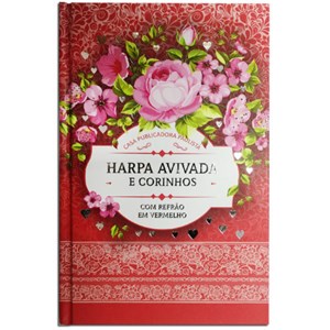 Harpa Avivada e Corinhos Floral Rosa | Letra Hipergigante | Capa Dura