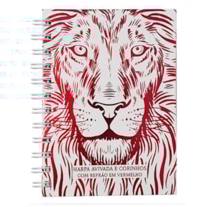 Harpa Avivada e Corinhos Leão Branco e Vermelho Luxo | Capa Dura Espiral