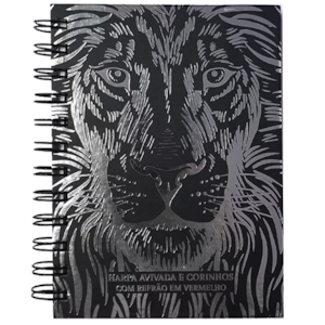 Harpa Avivada e Corinhos Leão Preto Luxo | Capa Dura Espiral