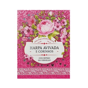 Harpa Avivada e Corinhos Médio | Letra Gigante | Floral Pink Capa Dura