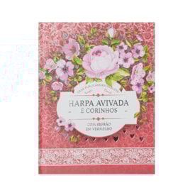 Harpa Avivada e Corinhos Médio | Letra Gigante | Floral Rosa Capa Dura