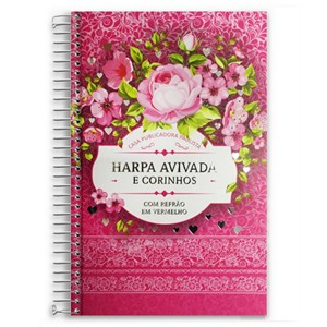 Hinário Harpa Avivada e Corinhos Luxo Floral Pink | Capa Dura Espiral