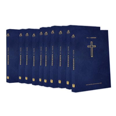Kit 10 Bíblias Sagrada Salvos Pela Graça | NVA | Capa Brochura Azul
