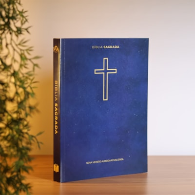 Segunda imagem do produto Kit 10 Bíblias Sagrada Salvos Pela Graça | NVA | Capa Brochura Azul
