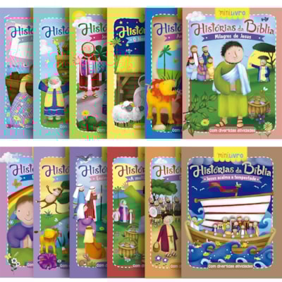 Kit 12 Mini Livros Histórias da Bíblia