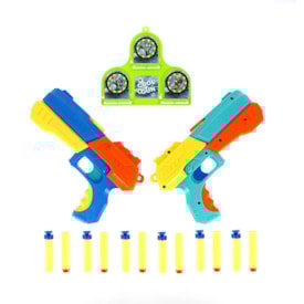 Kit 2 Arma Pistola Tipo Nerf Soft Bullet Guns Com 12 Dardos + Alvo