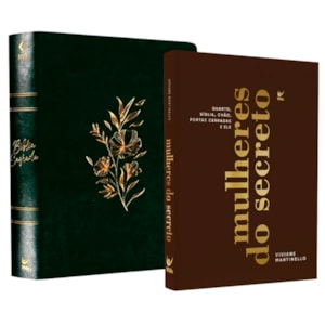 Kit Bíblia Mulheres Floral NVT | Espaço Para Anotações | Capa Luxo Verde Musgo + Mulheres do Secreto Viviane Martinello