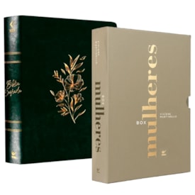 Kit Box Mulheres Viviane Martinello Capa Dura Luxo + Bíblia Mulheres Floral Verde Musgo NVT