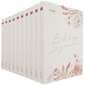 Kit de 10 Bíblias Floral Creme | NVI | Letra Normal | Capa Flexível