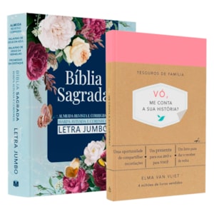 Kit Dia dos Avós - Vó Me Conta Sua História + Bíblia Sagrada | ARC | Harpa Avivada e Corinhos | Jumbo | Capa Dura Azul