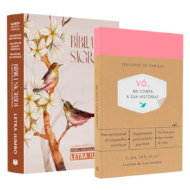 Kit Dia dos Avós - Vó Me Conta Sua História+ Bíblia Sagrada | ARC | Harpa Avivada e Corinhos | Jumbo | Capa Dura Pássaro