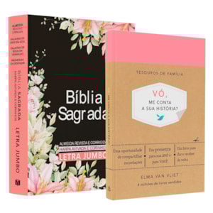 Kit Dia dos Avós - Vó Me Conta Sua História + Bíblia Sagrada | ARC | Harpa Avivada e Corinhos | Jumbo | Capa Dura Preta