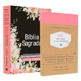 Kit Dia dos Avós - Vó Me Conta Sua História + Bíblia Sagrada | ARC | Harpa Avivada e Corinhos | Jumbo | Capa Dura Preta