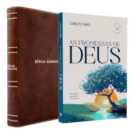Kit Dia dos Pais | Bíblia Sagrada Couro Soft Marrom | Com Índice + Devocional As Promessas de Deus