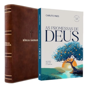 Kit Dia dos Pais | Bíblia Sagrada Couro Soft Marrom | Com Índice + Devocional As Promessas de Deus