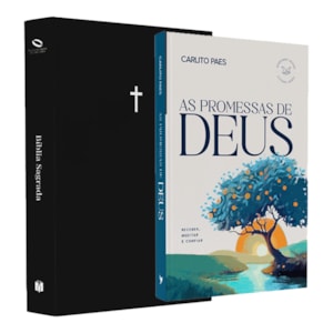 Kit Dia dos Pais - Bíblia Sagrada Cruz Preta | NAA | Letra Normal | Capa Dura + Devocional As Promessas de Deus