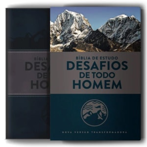 Segunda imagem do produto Kit Dia dos Pais - Bíblia Sagrada de Estudo Desafios de Todo Homem | NVT | Azul + Caderno Moleskine | Capa Leão Colorido