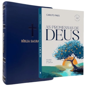 Kit Dia dos Pais - Bíblia Sagrada | Letra Hipergigante | ARC|  Capa PU Luxo Cruz Azul + Devocional As Promessas de Deus