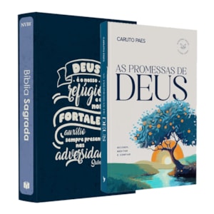 Kit Dia dos Pais - Bíblia Sagrada Lettering | NVI | Capa Brochura Azul + Devocional As Promessas de Deus | Carlito Paes