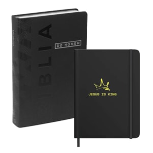Kit Discípulo em Ação | Bíblia Devocional Do Homem NVI + Caderno Moleskine Jesus is King