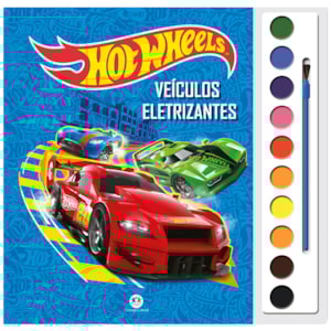 Livro com Aquarela Hot Wheels Veículos Eletrizantes