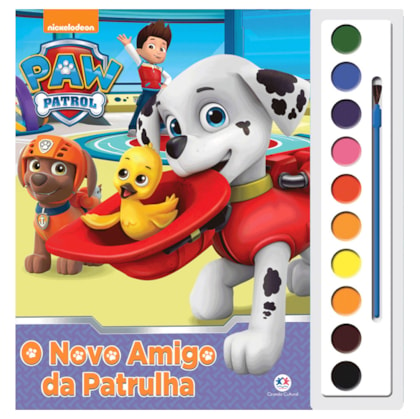 Livro com Aquarela Patrulha Canina O Novo Amigo da Patrulha