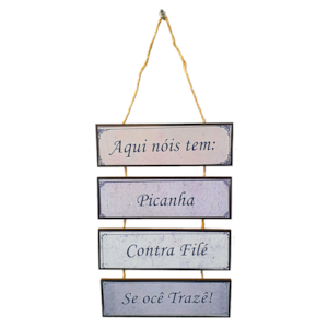Placa de cordas MDF | Aqui Nóis Tem Picanha Contra Filé se O