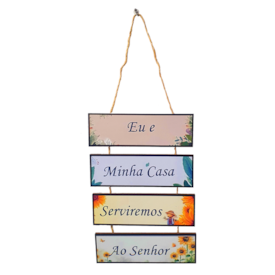 Placa de cordas MDF | Eu e Minha Casa Servimos ao Senhor
