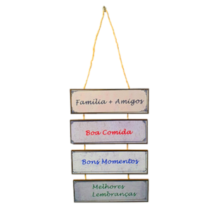 Placa de cordas MDF | Familia Mais Amigos Boa Comida Bons Mo