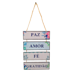 Placa de cordas MDF | Paz Amor Fé Gratidão