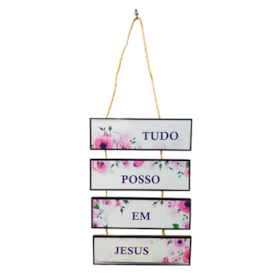 Placa de cordas MDF | Tudo Posso em Jesus