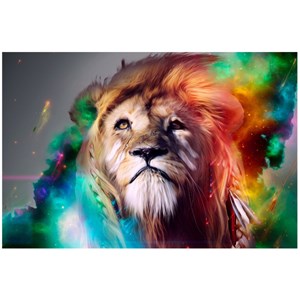 Quadro Decorativo Personalizado A4 | Leão Colorido